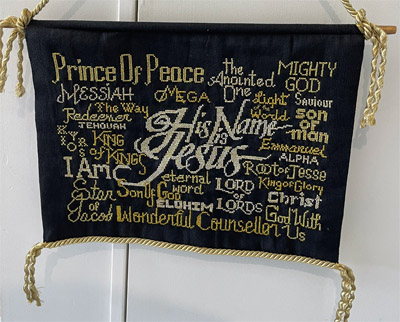 His Name is Jesus stitched by Amy Black
